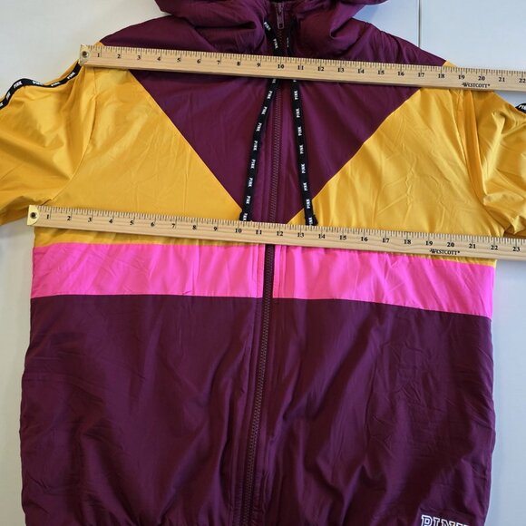 PINK Victoria Secret Jacket Women XS/S Multi Colorblock Zip LS Hood Sherpa Lined - Picture 4 of 16